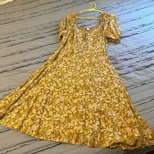 Old Navy Mustard Floral Print Dress